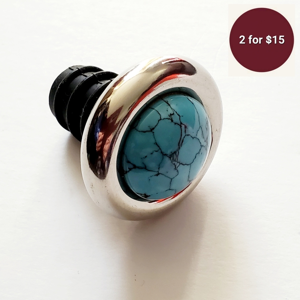 Turquoise Marble Design Bottle Stopper